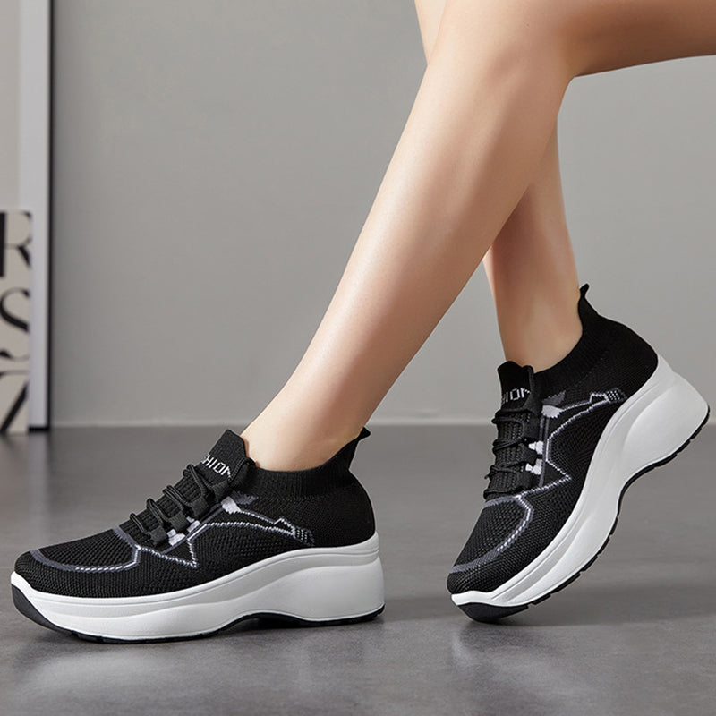 Women's Lace-Up Knit Sneakers