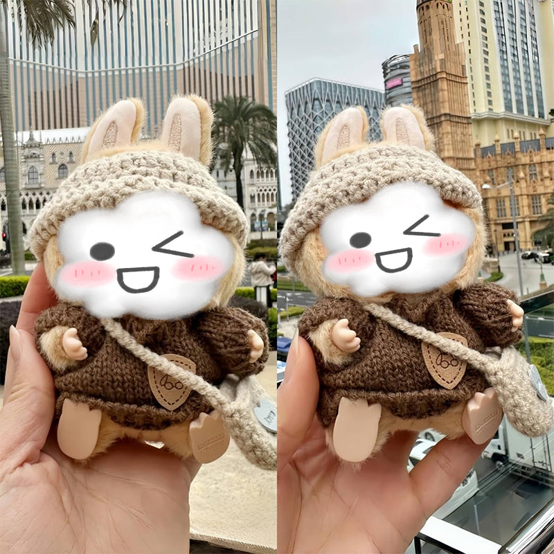 Cute Hat, Sweater, and Bag 3-Piece Set for Labubu Doll